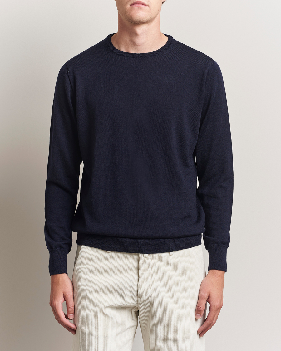 Herre | Gensere | Morgano | Extra Fine Merino Wool Crewneck Navy