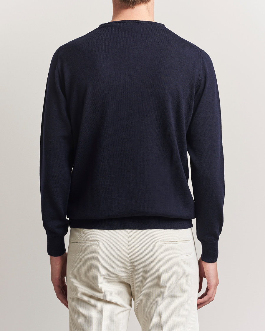 Herre | Gensere | Morgano | Extra Fine Merino Wool Crewneck Navy
