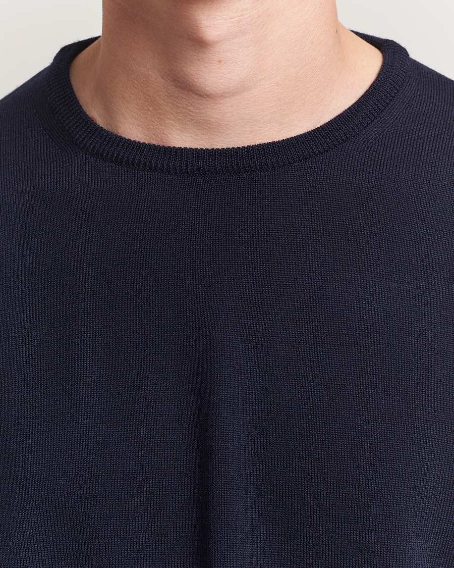 Herre | Gensere | Morgano | Extra Fine Merino Wool Crewneck Navy