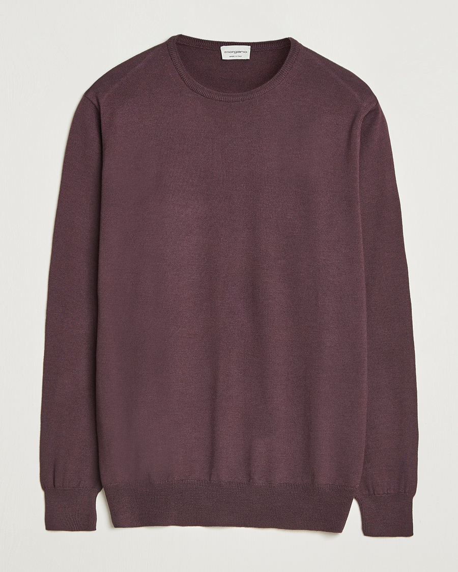 Herre | Gensere | Morgano | Extra Fine Merino Wool Crewneck Purple