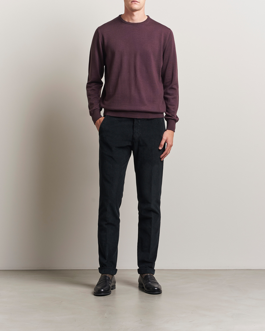 Herre | Gensere | Morgano | Extra Fine Merino Wool Crewneck Purple