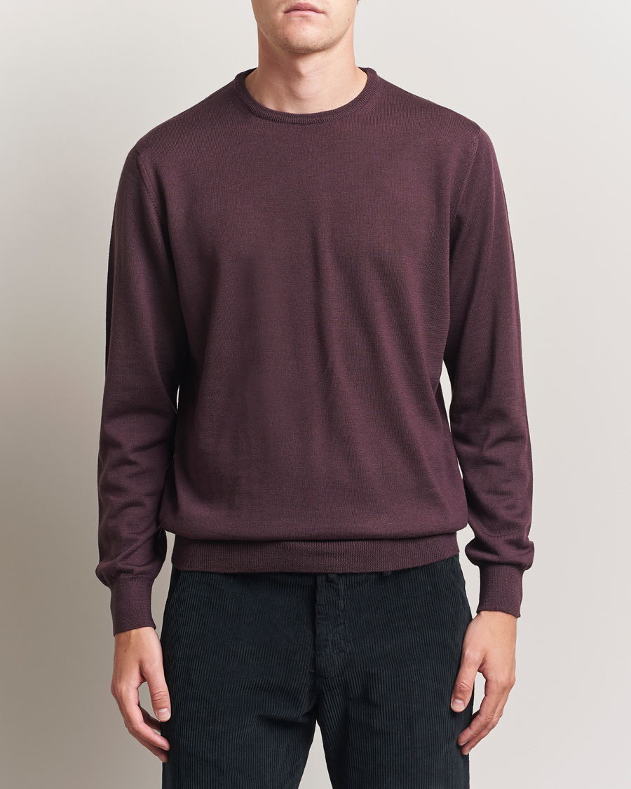 Herre | Gensere | Morgano | Extra Fine Merino Wool Crewneck Purple