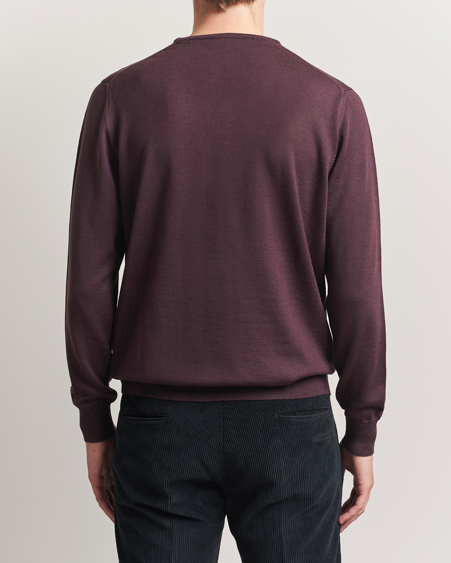 Herre | Gensere | Morgano | Extra Fine Merino Wool Crewneck Purple