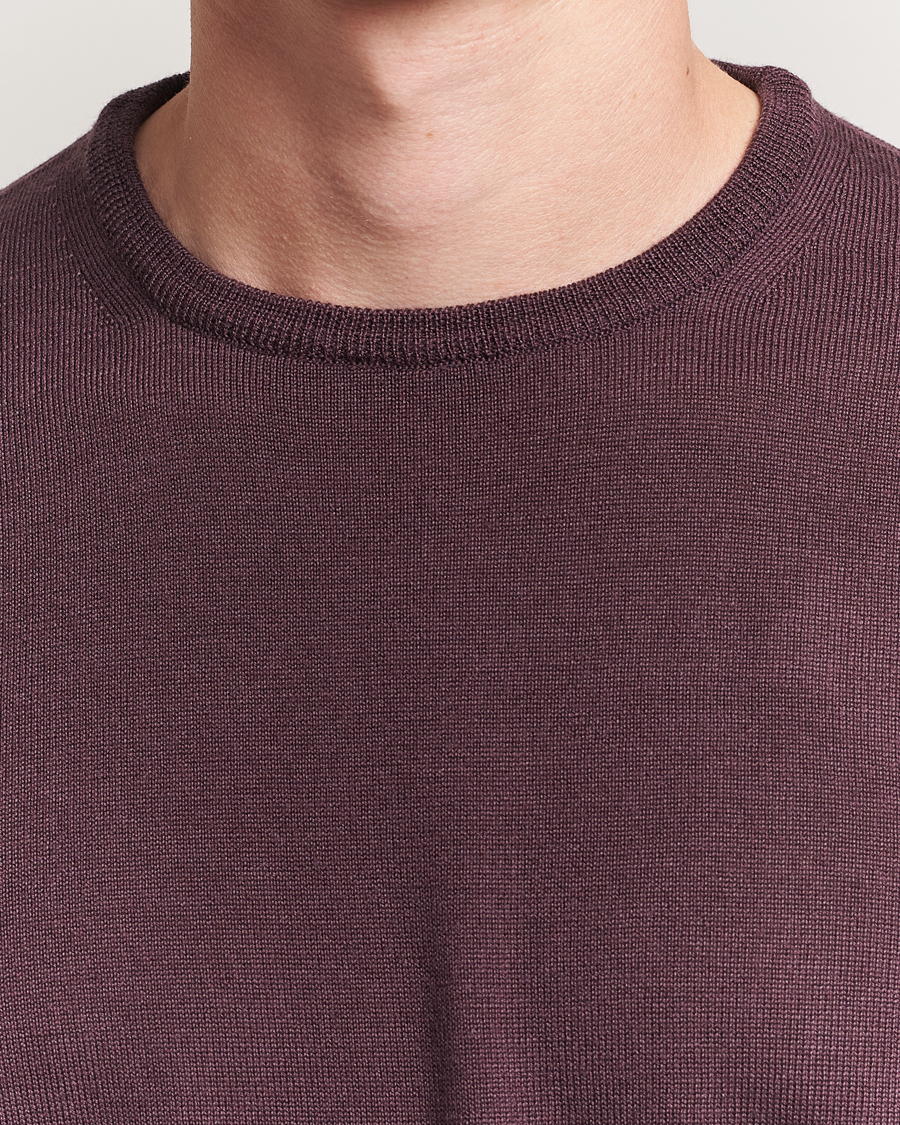 Herre | Gensere | Morgano | Extra Fine Merino Wool Crewneck Purple