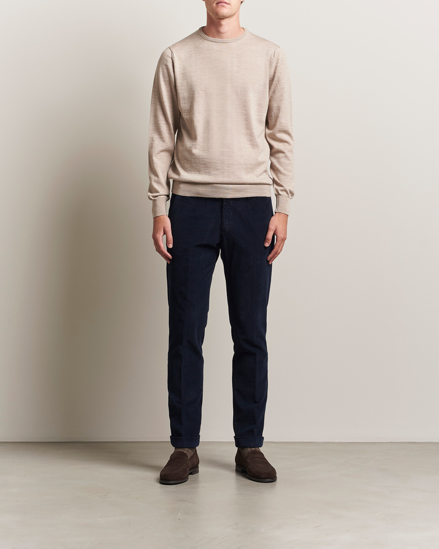 Herre | Gensere | Morgano | Extra Fine Merino Wool Crewneck Beige