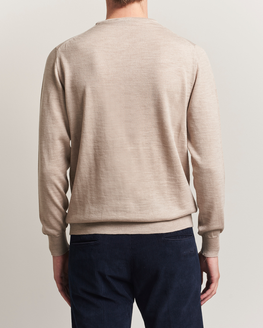 Herre | Gensere | Morgano | Extra Fine Merino Wool Crewneck Beige