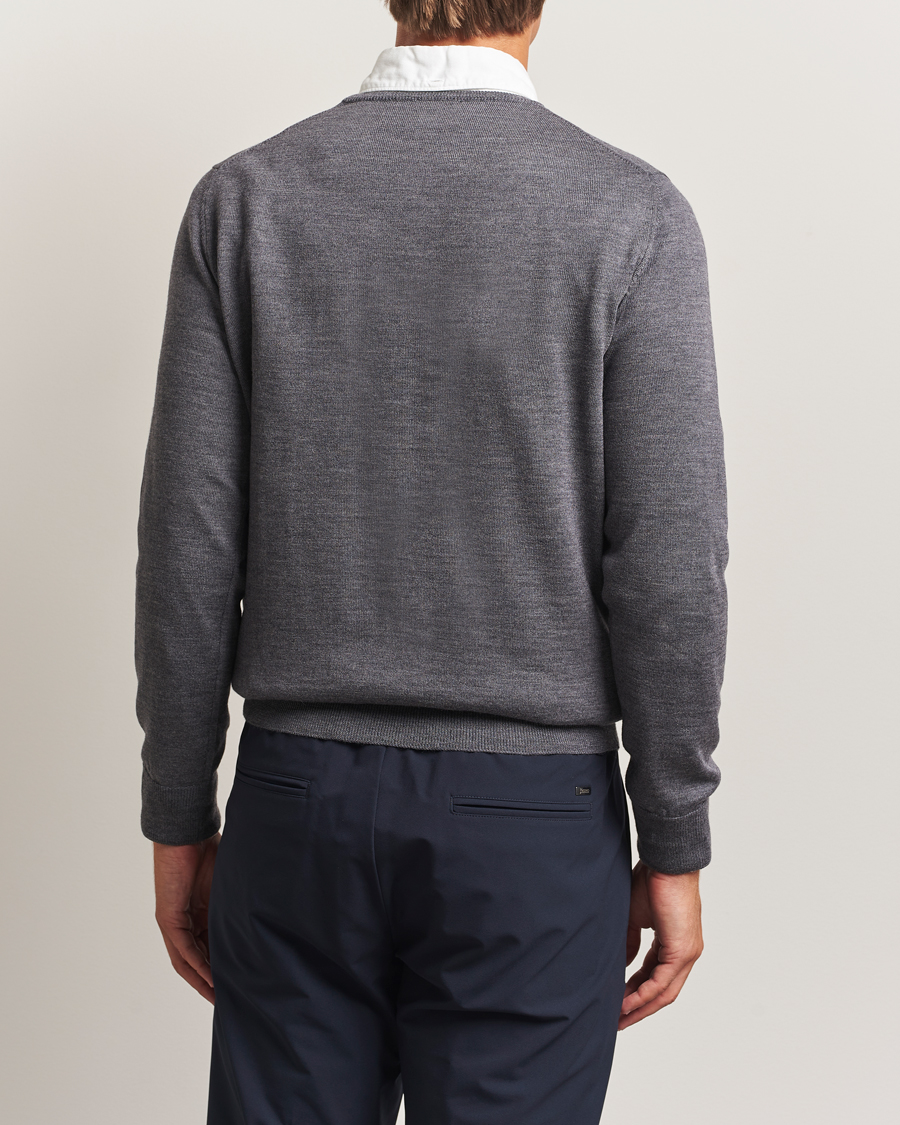 Herre | Gensere | Morgano | Extra Fine Merino Wool Crewneck Mid Grey
