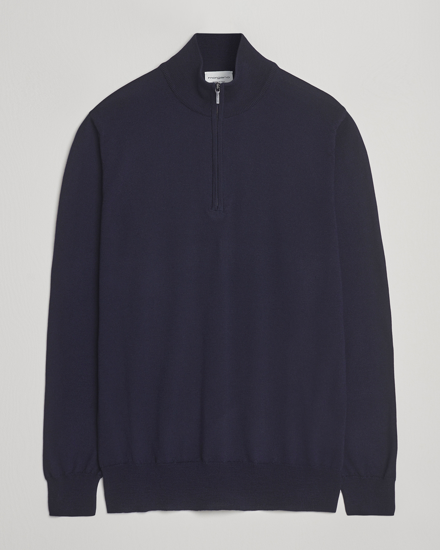 Herre | Gensere | Morgano | Extra Fine Merino Wool Half-Zip Navy
