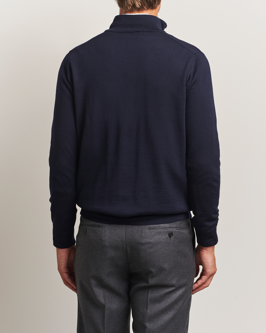 Herre | Gensere | Morgano | Extra Fine Merino Wool Half-Zip Navy