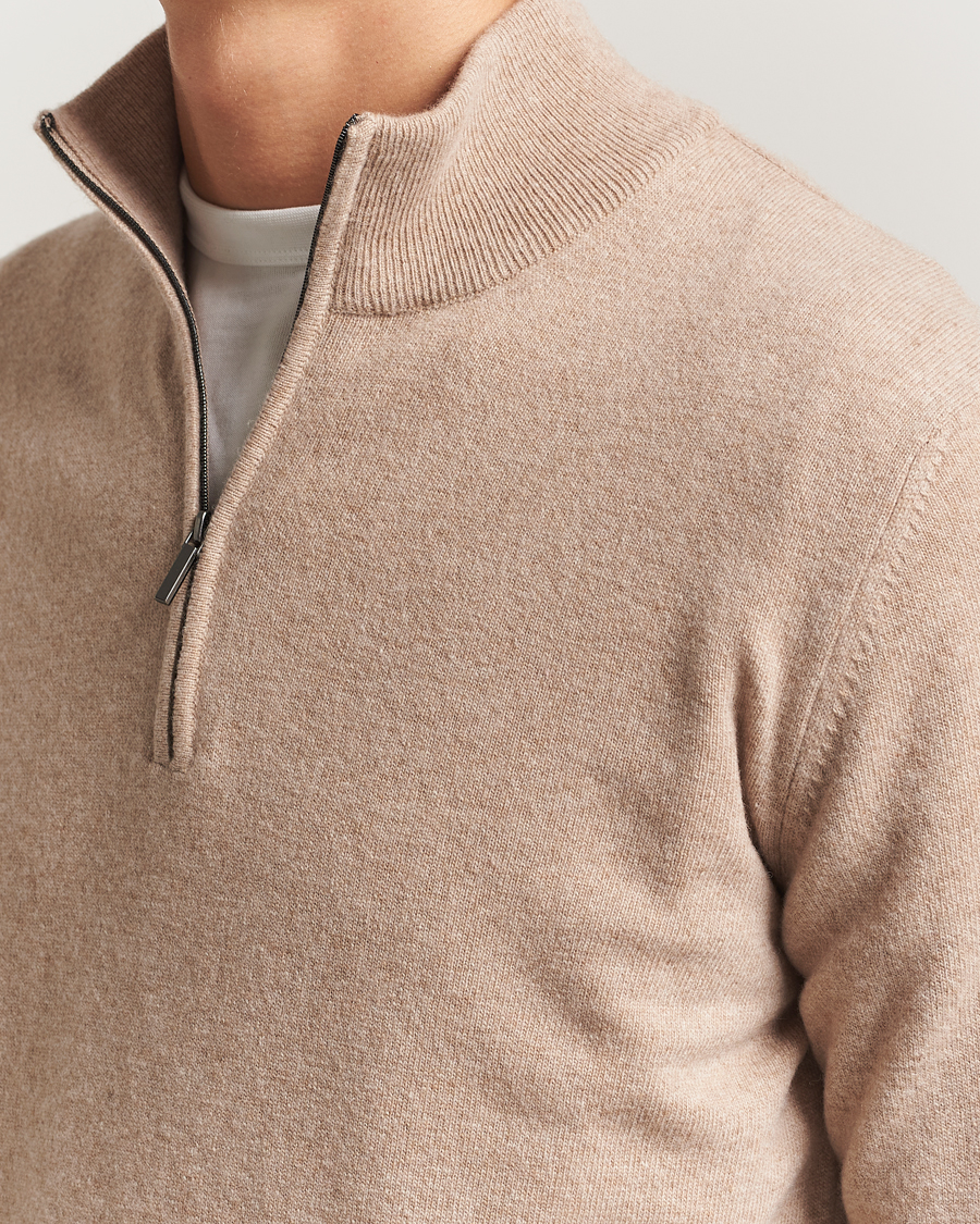 Herre | Gensere | Morgano | Wool/Cashmere Half-Zip Beige