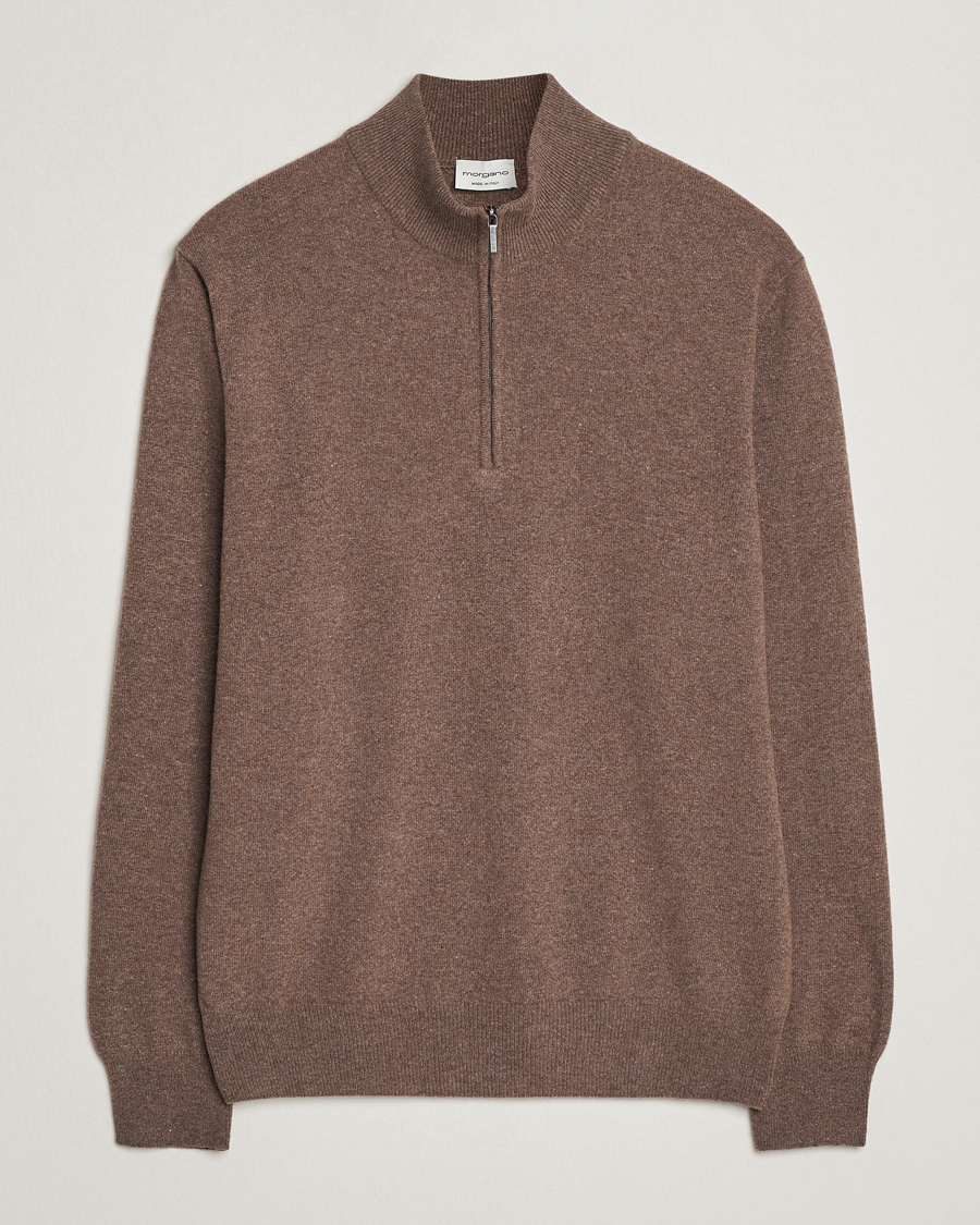 Herre | Gensere | Morgano | Wool/Cashmere Half-Zip Brown