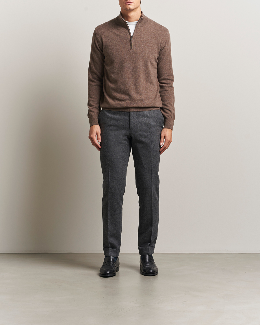 Herre | Gensere | Morgano | Wool/Cashmere Half-Zip Brown