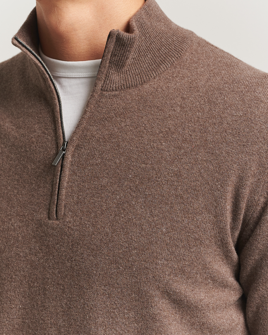 Herre | Gensere | Morgano | Wool/Cashmere Half-Zip Brown