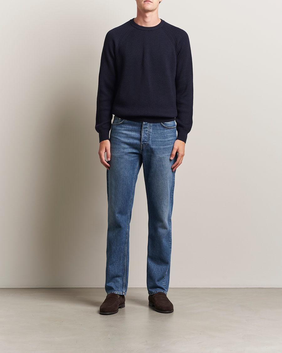 Herre | Gensere | Morgano | Merino Knitted Fisherman Ribb Navy