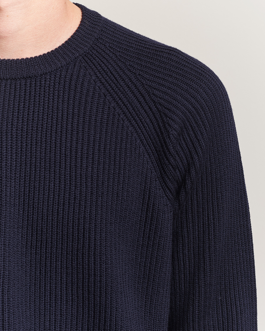 Herre | Gensere | Morgano | Merino Knitted Fisherman Ribb Navy