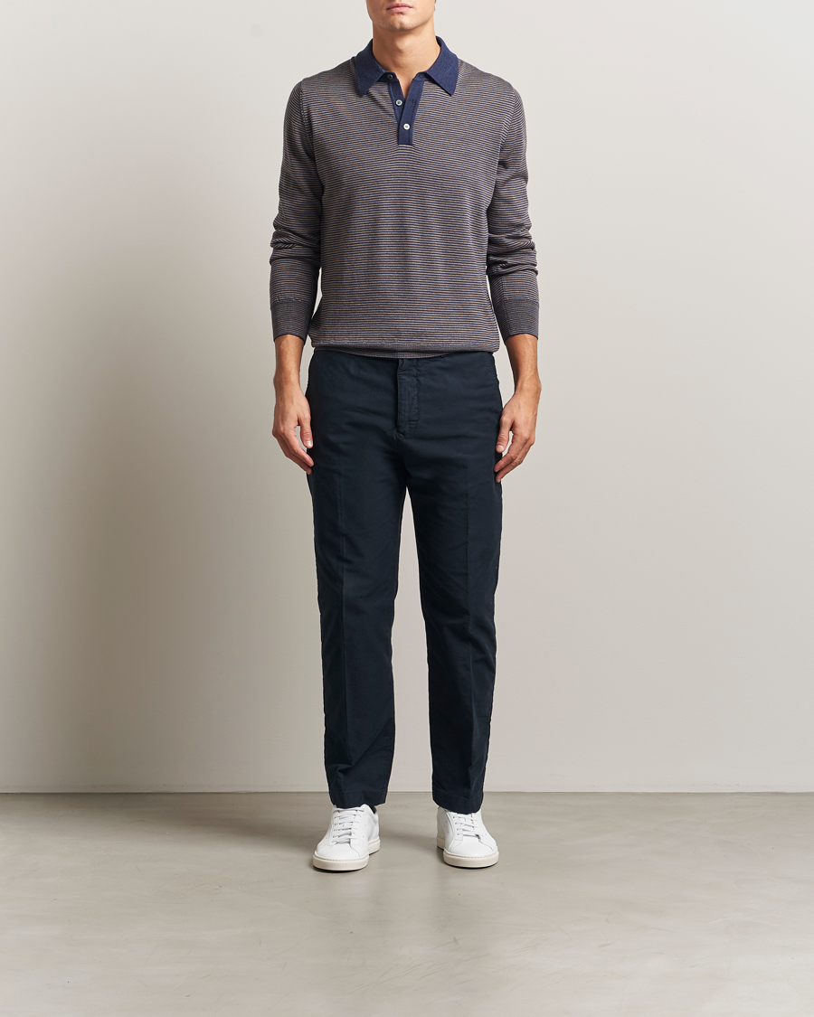 Herre | Gensere | Morgano | Striped Merino Polo Blue