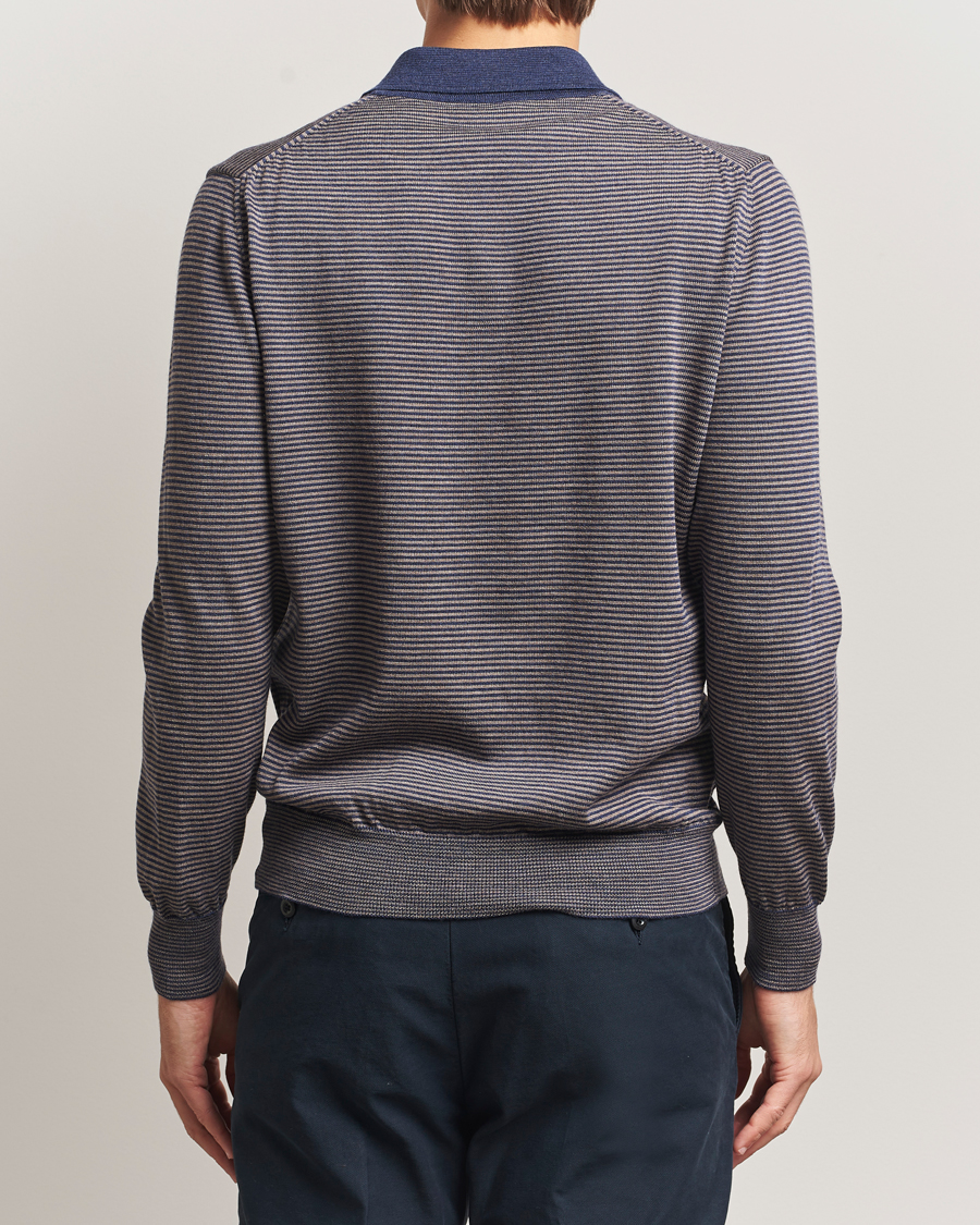 Herre | Gensere | Morgano | Striped Merino Polo Blue