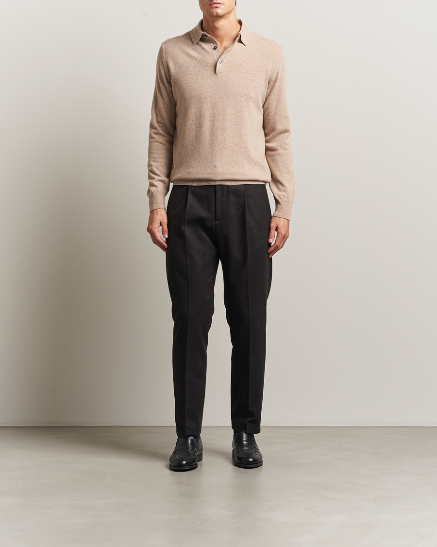 Herre | Gensere | Morgano | Wool/Cashmere Polo Beige