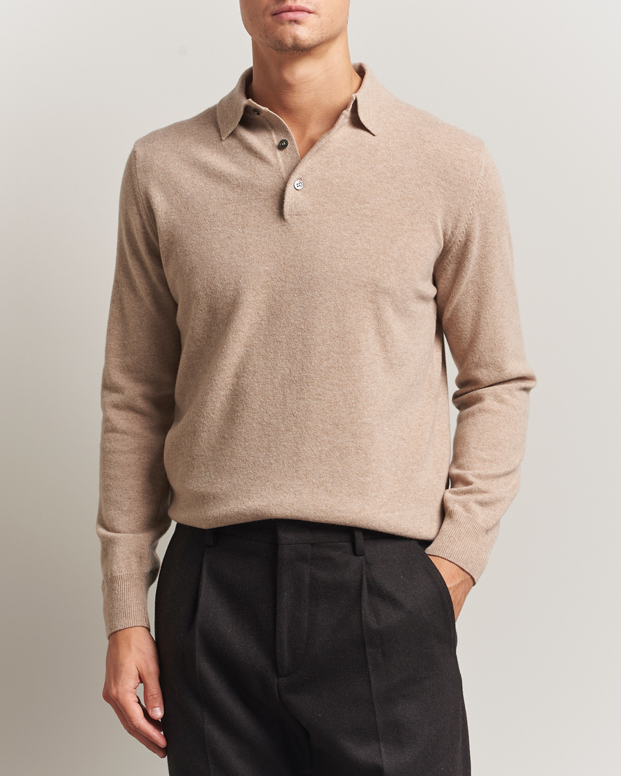 Herre | Gensere | Morgano | Wool/Cashmere Polo Beige