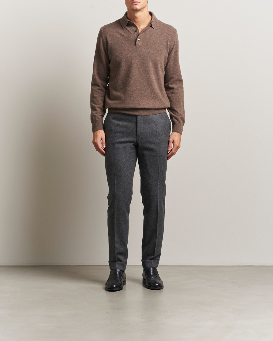 Herre | Gensere | Morgano | Wool/Cashmere Polo Brown