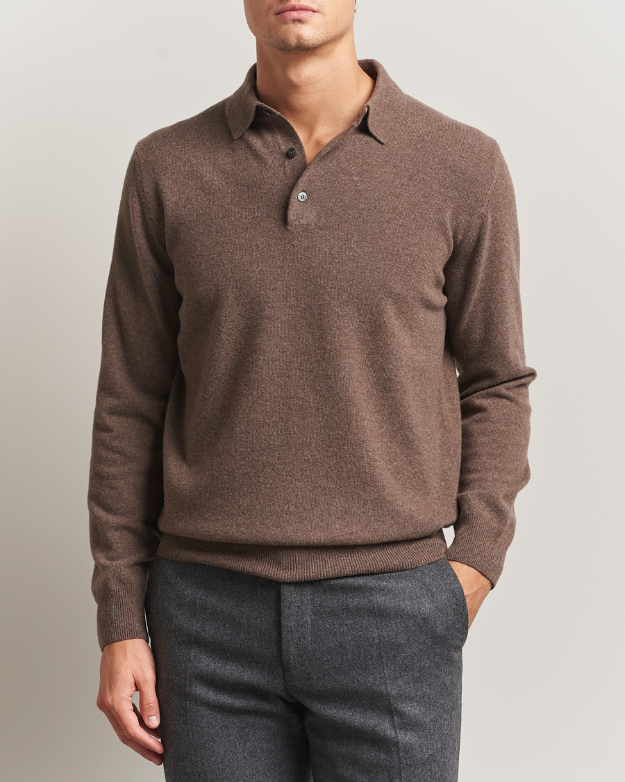 Herre | Gensere | Morgano | Wool/Cashmere Polo Brown