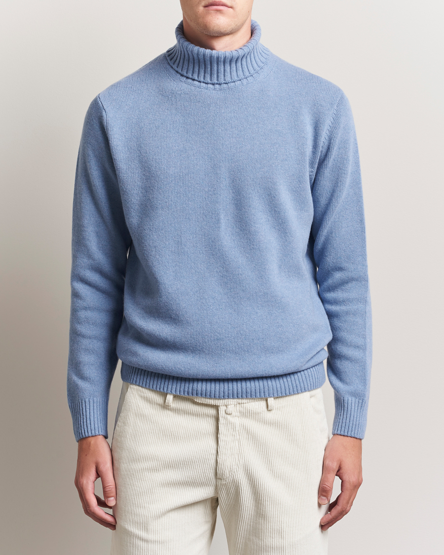 Herre | Gensere | Morgano | Wool/Cashmere Heavy Knit Rollneck Light Blue