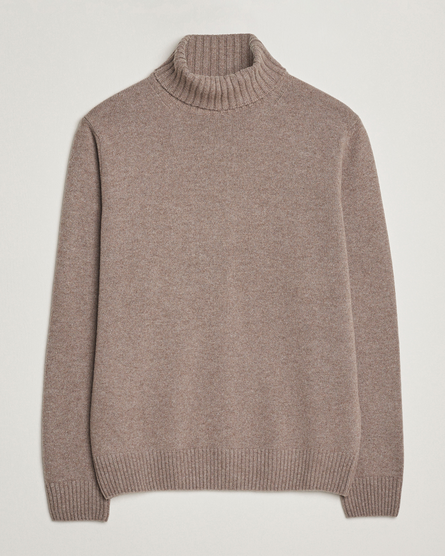 Herre | Gensere | Morgano | Wool/Cashmere Heavy Knit Rollneck Light Brown