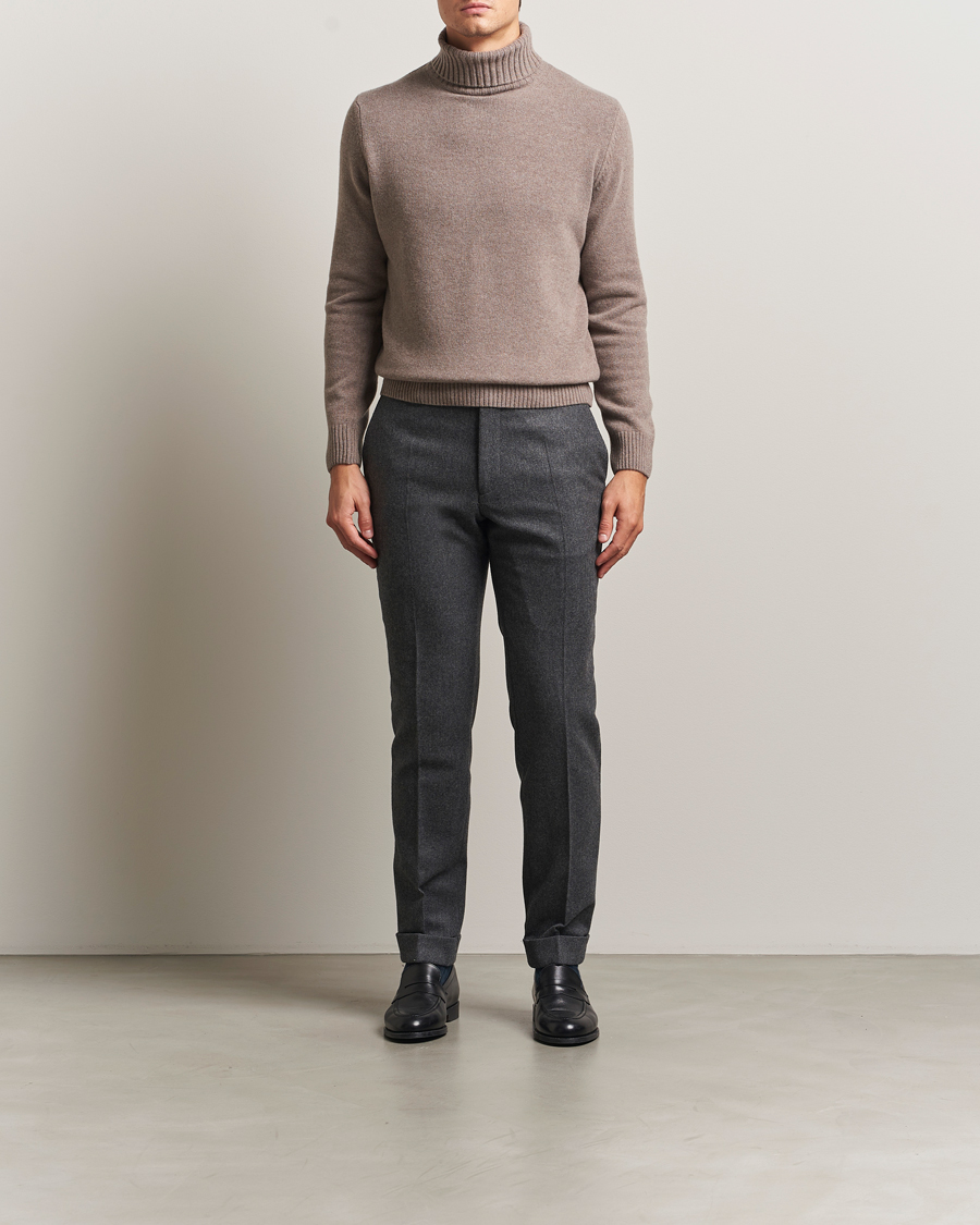 Herre | Gensere | Morgano | Wool/Cashmere Heavy Knit Rollneck Light Brown