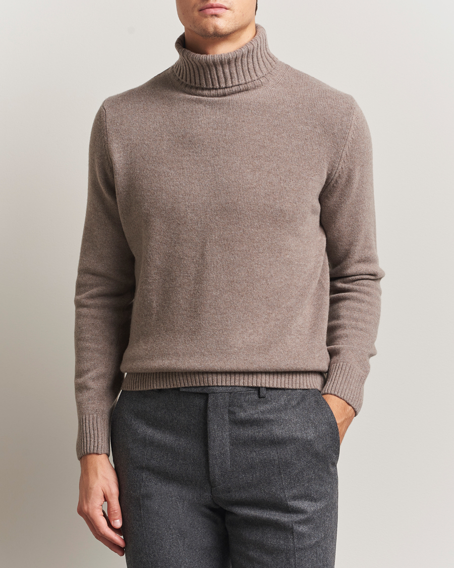 Herre | Gensere | Morgano | Wool/Cashmere Heavy Knit Rollneck Light Brown
