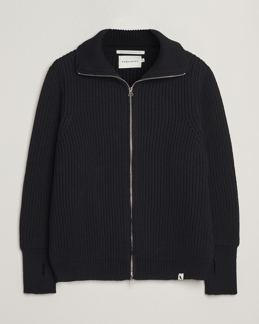 Herre | Gensere | Peregrine | Fisherman Merino Zip Cardigan Black