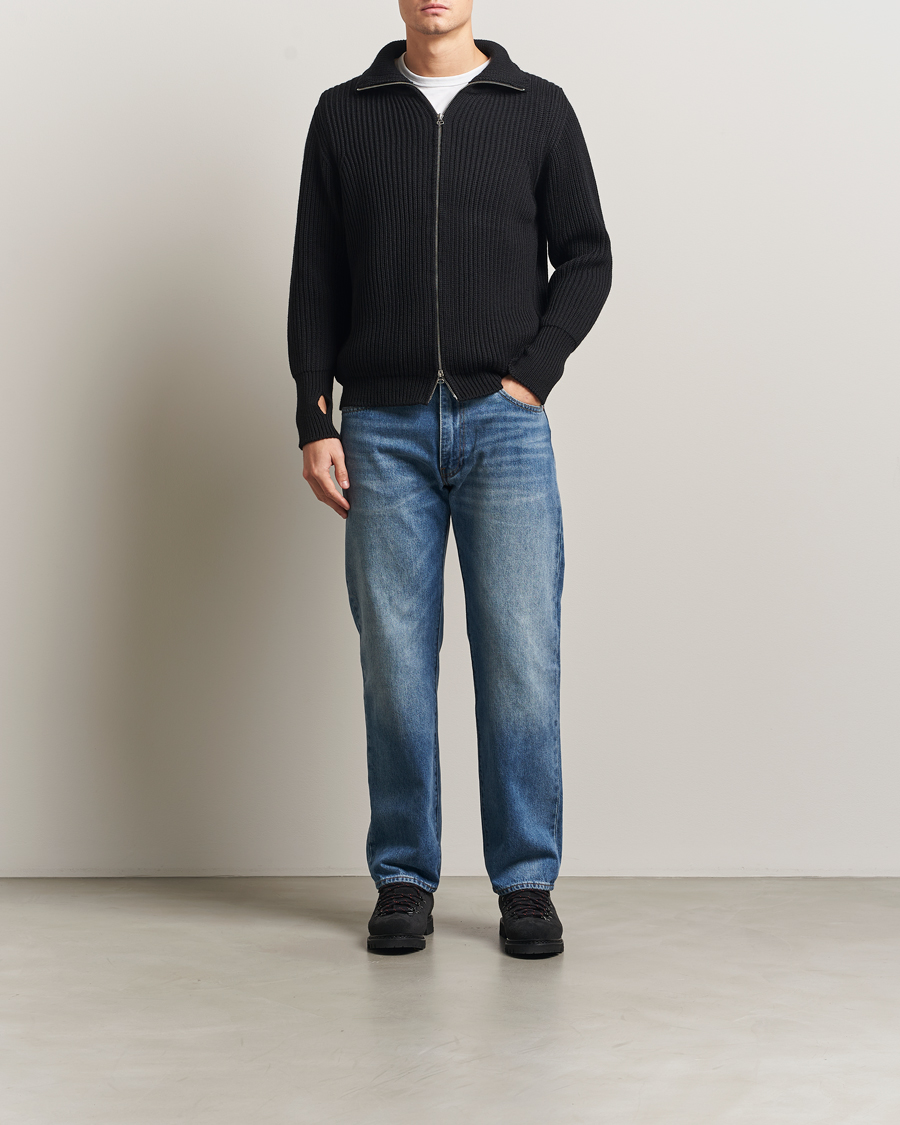 Herre | Gensere | Peregrine | Fisherman Merino Zip Cardigan Black