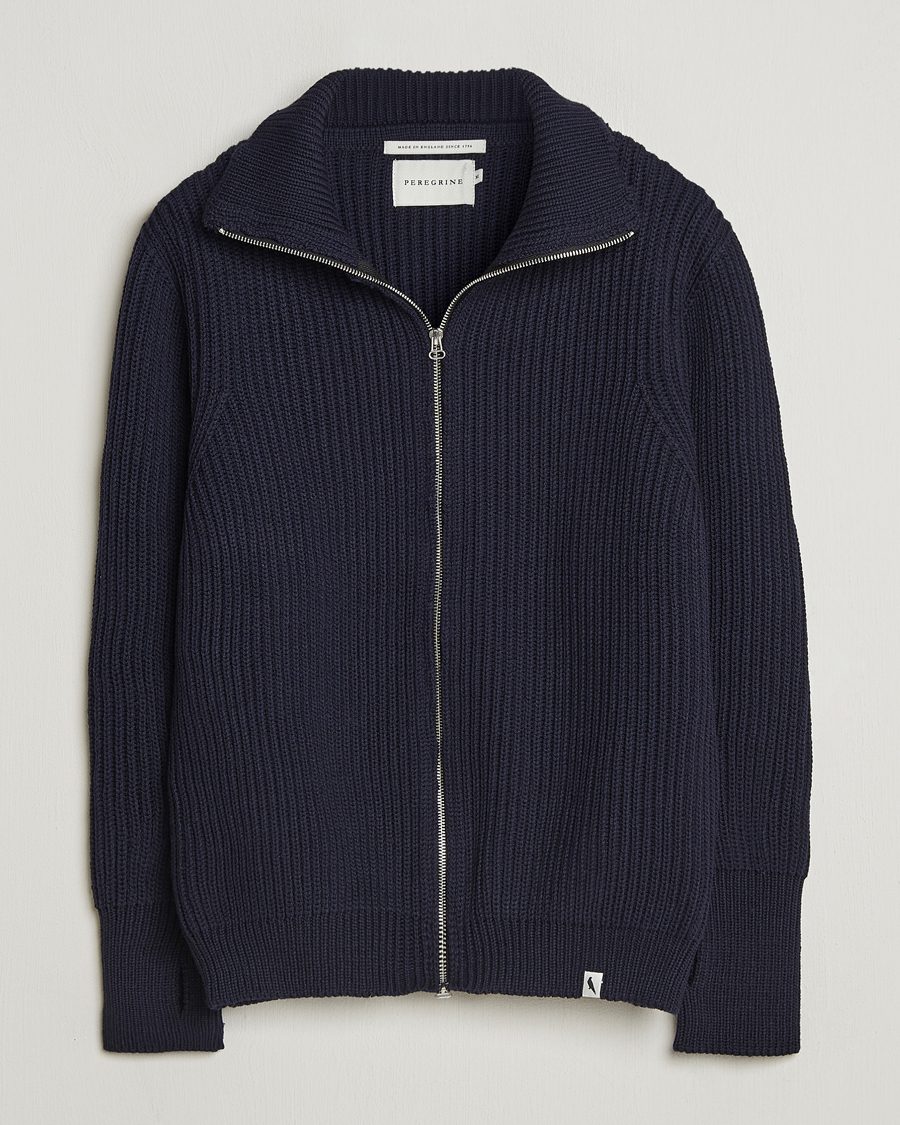 Herre | Gensere | Peregrine | Fisherman Merino Zip Cardigan Navy