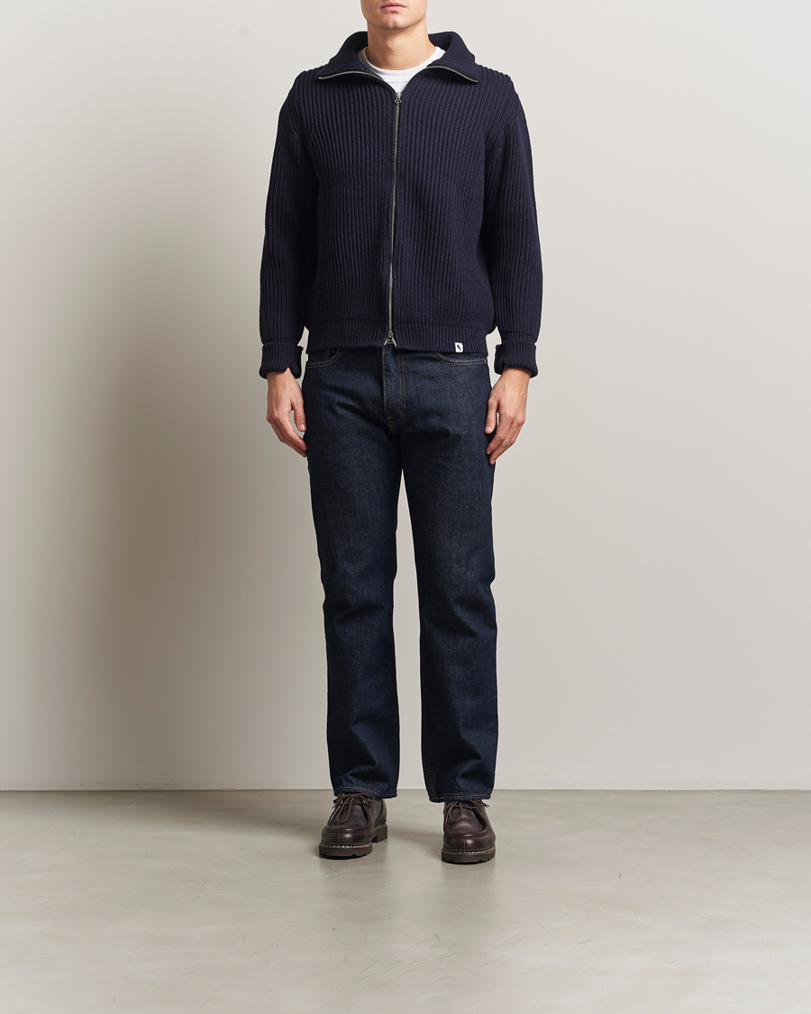 Herre | Gensere | Peregrine | Fisherman Merino Zip Cardigan Navy
