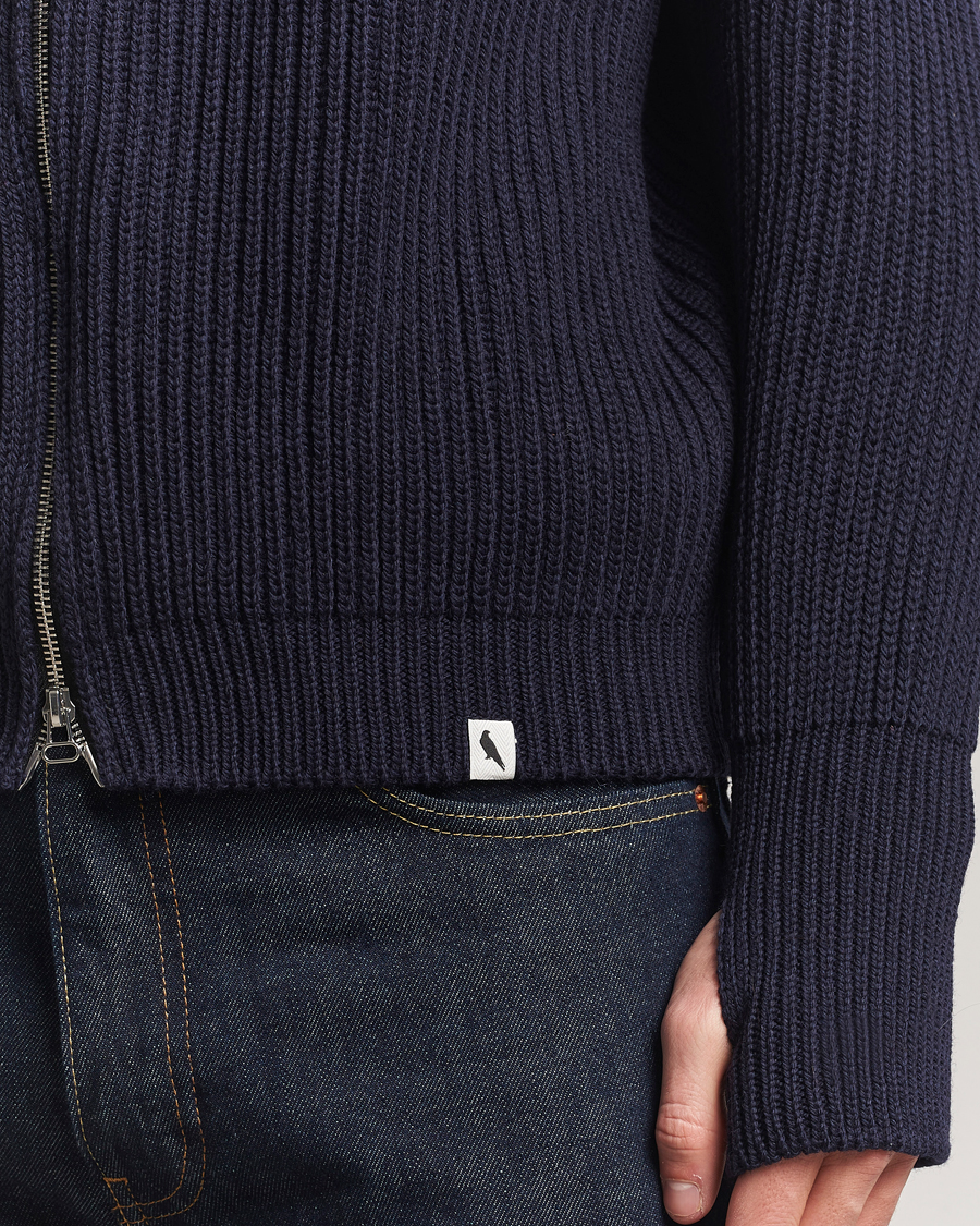 Herre | Gensere | Peregrine | Fisherman Merino Zip Cardigan Navy