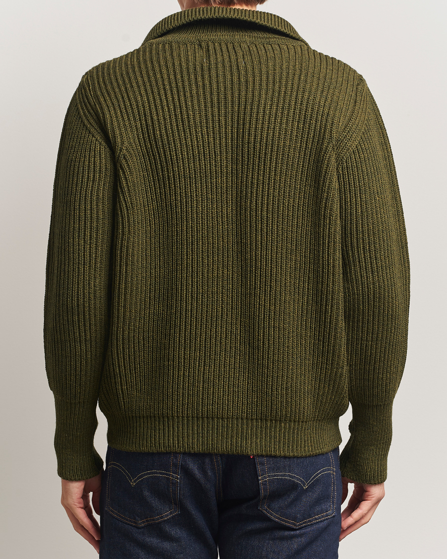 Herre | Gensere | Peregrine | Fisherman Merino Zip Cardigan Olive