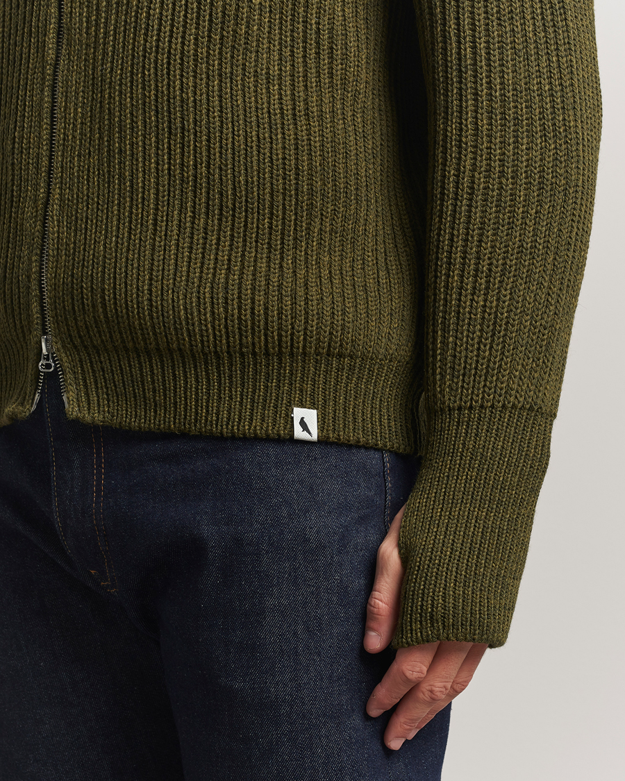Herre | Gensere | Peregrine | Fisherman Merino Zip Cardigan Olive