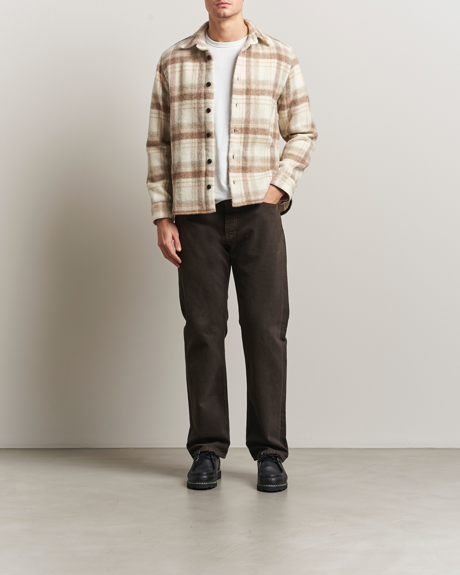 Herre | Skjorter | Peregrine | Moon Wool Check Overshirt Beige