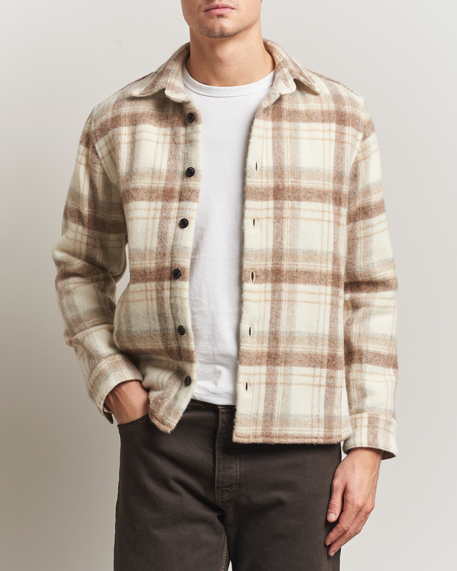 Herre | Skjorter | Peregrine | Moon Wool Check Overshirt Beige