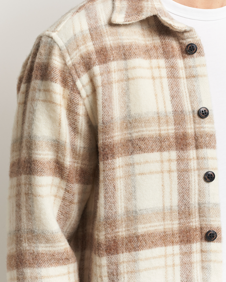 Herre | Skjorter | Peregrine | Moon Wool Check Overshirt Beige