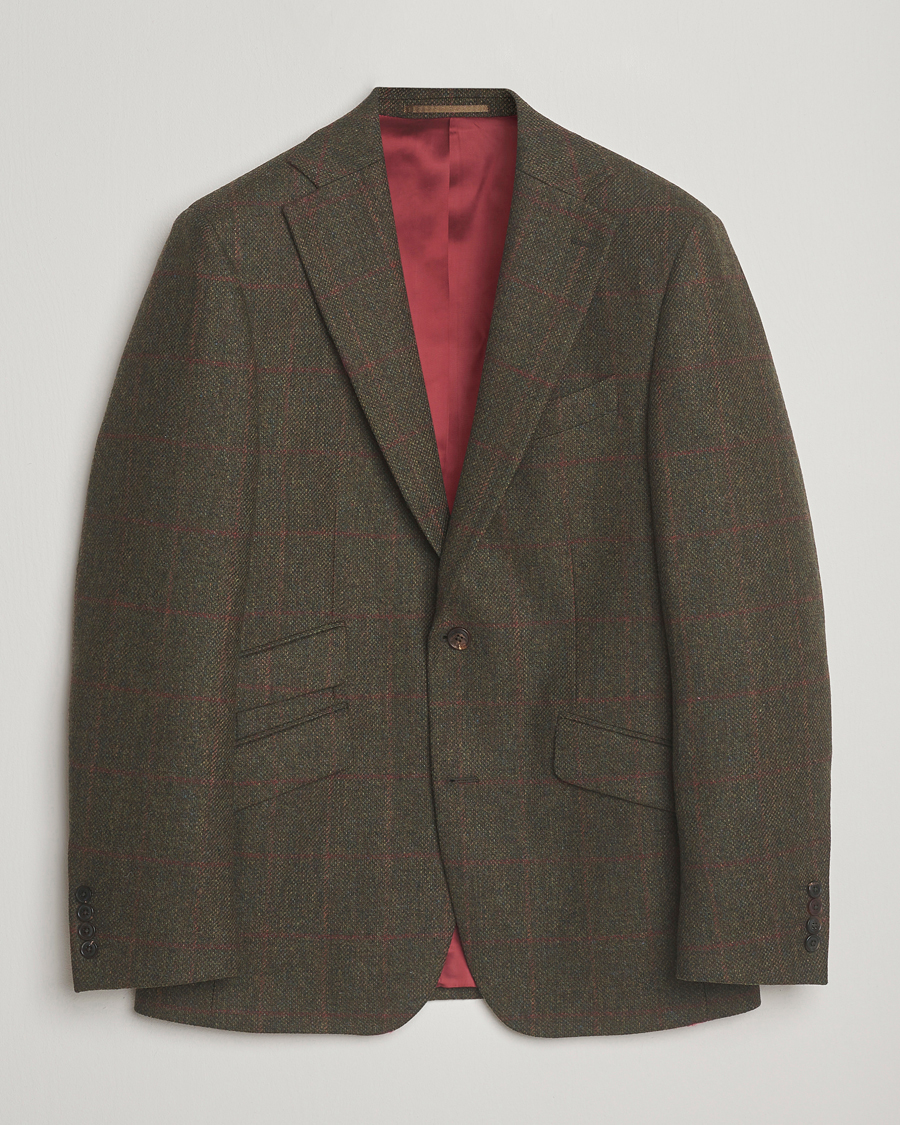 Herre | Dressjakker | Walker Slater | Edward Lambswool Windowpane Blazer Dark Green