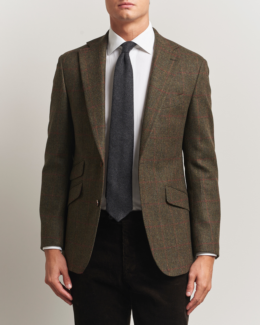 Herre | Dressjakker | Walker Slater | Edward Lambswool Windowpane Blazer Dark Green