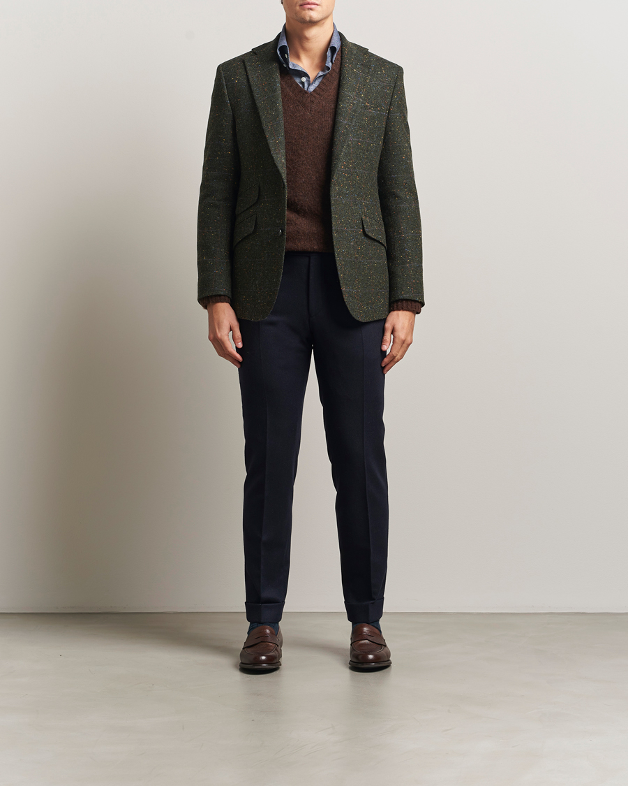 Herre | Dressjakker | Walker Slater | Edward Lambswool Donegal Windowpane Blazer Dark Green