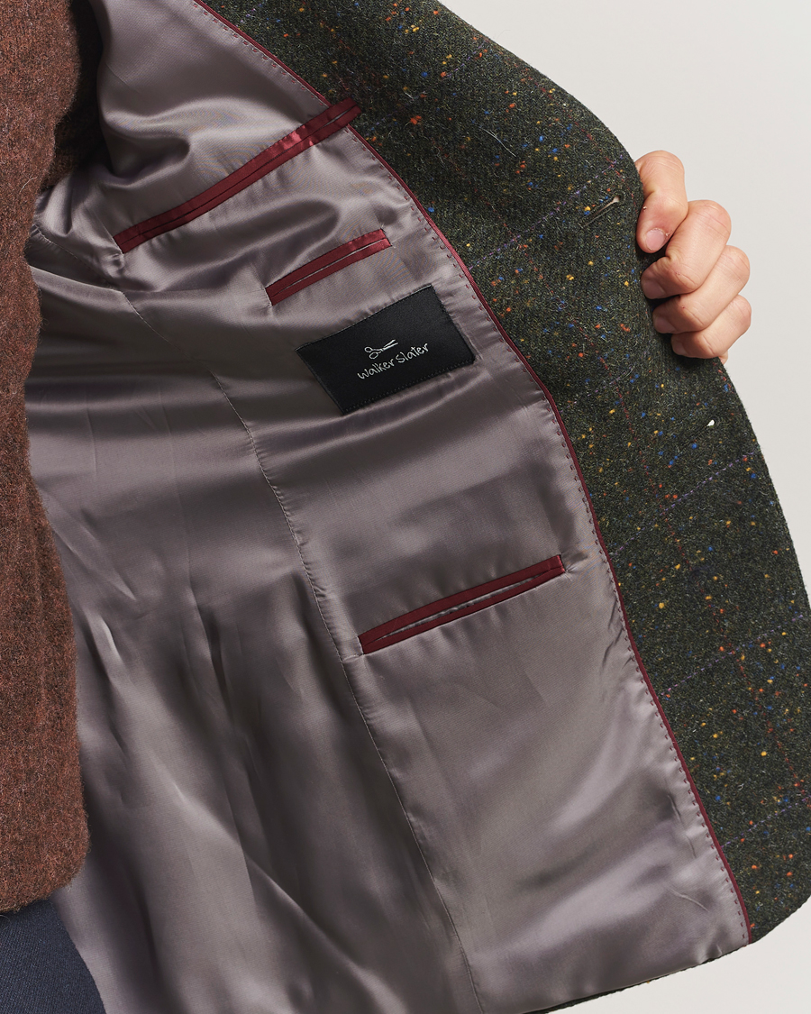 Herre | Dressjakker | Walker Slater | Edward Lambswool Donegal Windowpane Blazer Dark Green