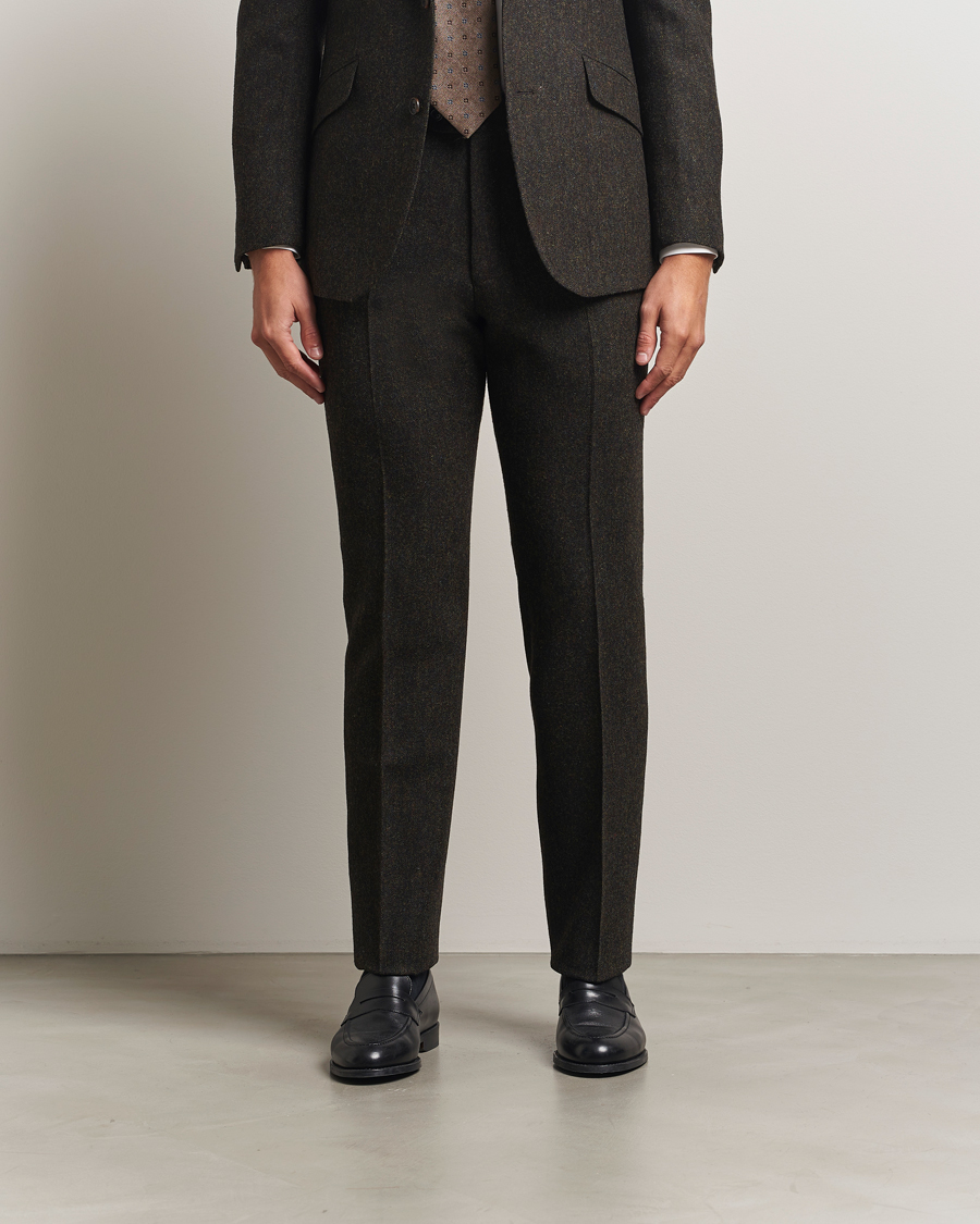 Herre | Bukser | Walker Slater | Edward Shetland Wool Donegal Trousers Dark Brown