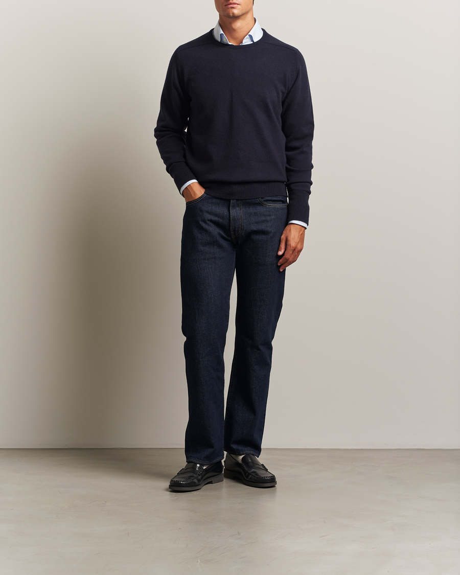 Herre | Gensere | William Lockie | Melrose Cashmere Crew Neck Dark Navy