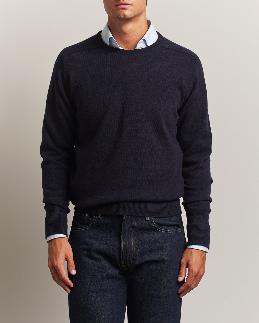Herre | Gensere | William Lockie | Melrose Cashmere Crew Neck Dark Navy