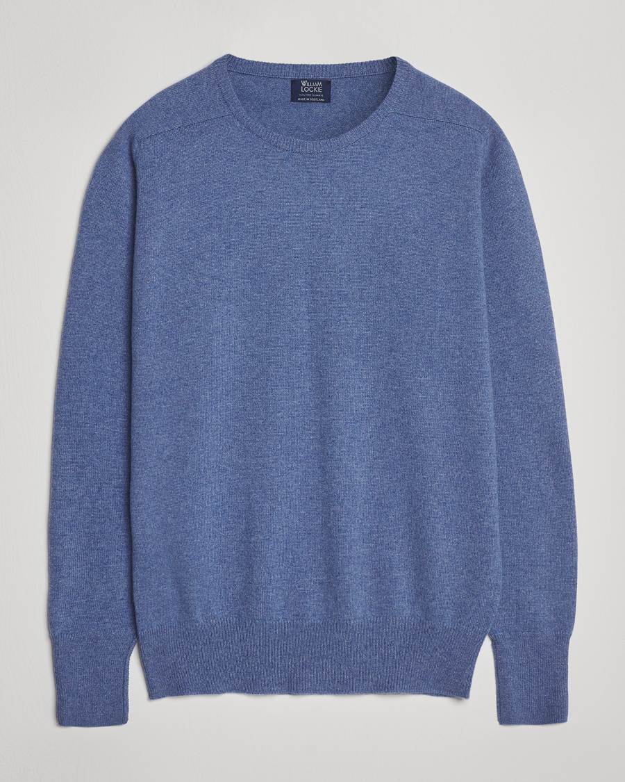 Herre | Gensere | William Lockie | Melrose Cashmere Crew Neck Blue