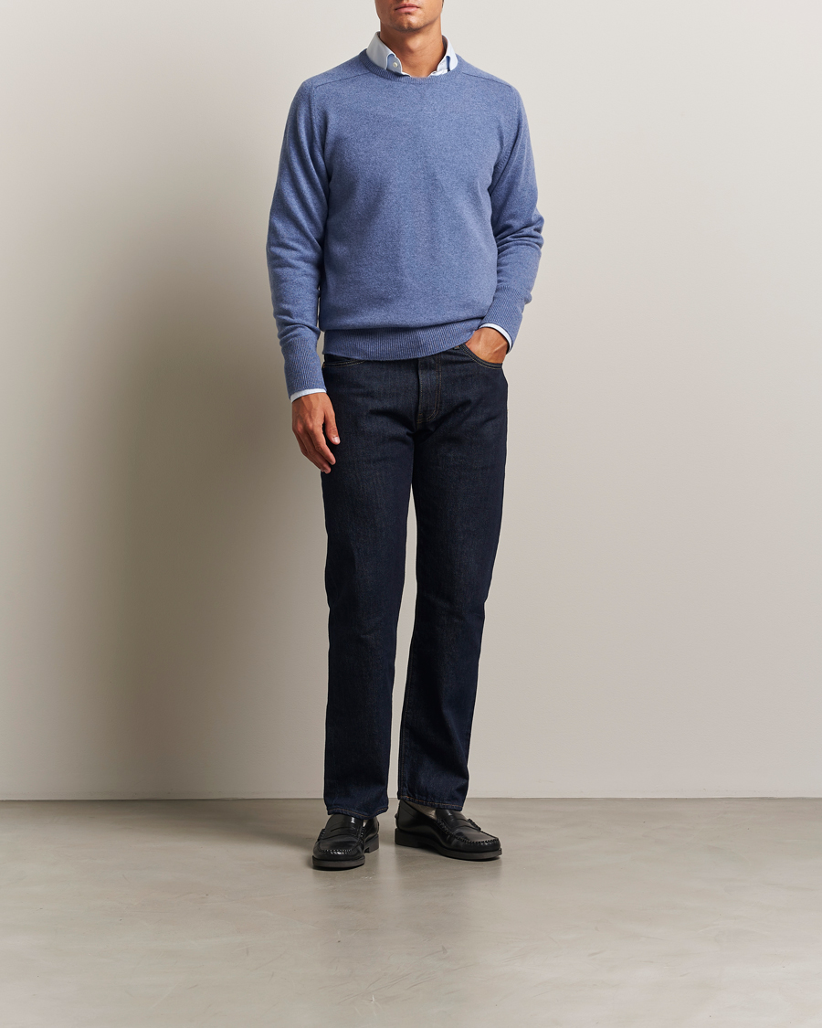 Herre | Gensere | William Lockie | Melrose Cashmere Crew Neck Blue