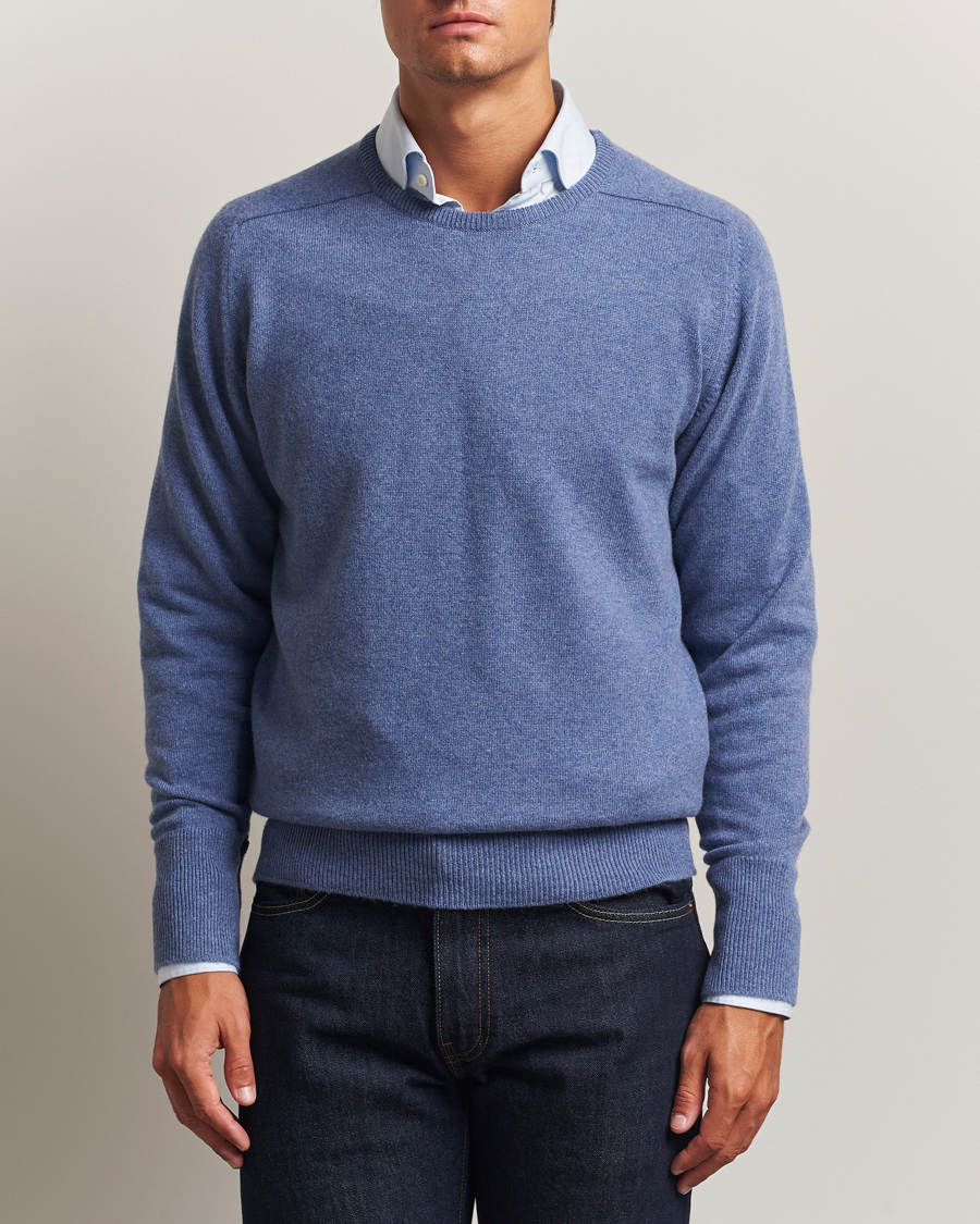 Herre | Gensere | William Lockie | Melrose Cashmere Crew Neck Blue