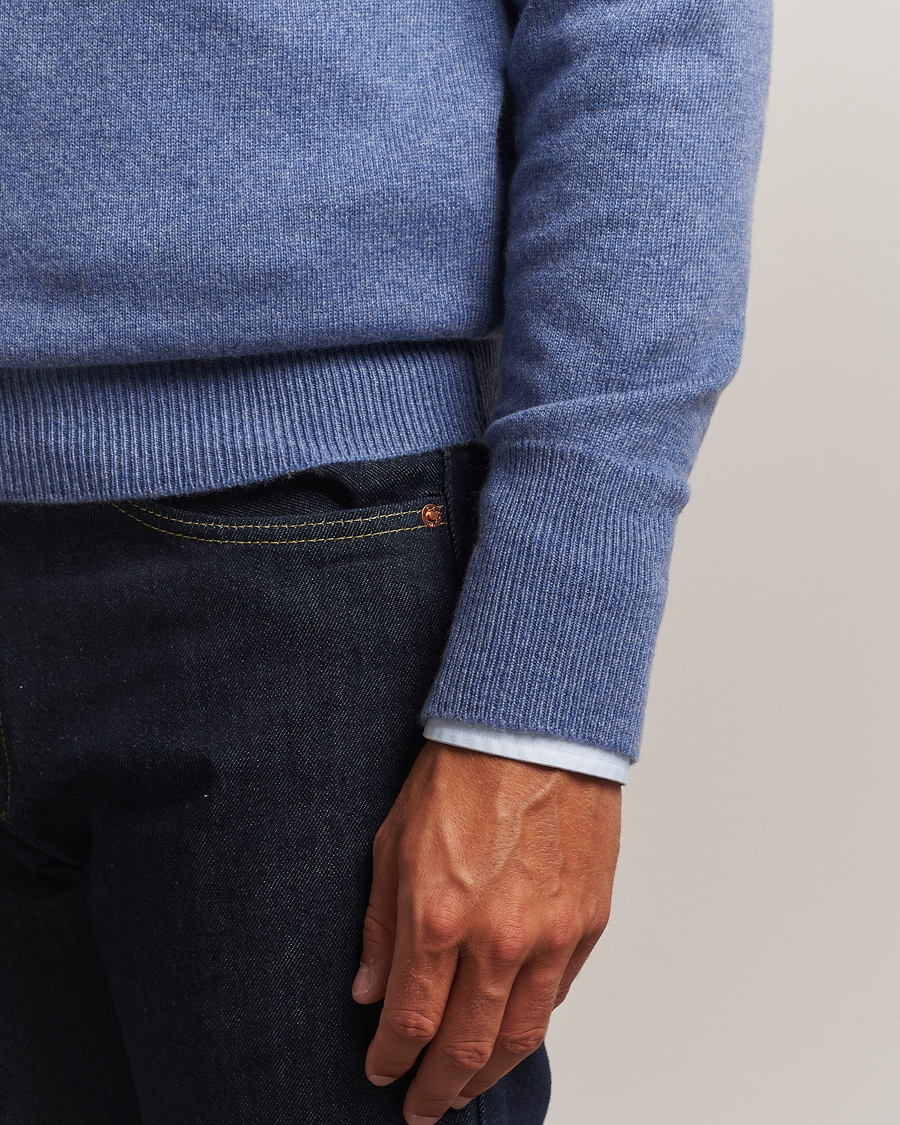 Herre | Gensere | William Lockie | Melrose Cashmere Crew Neck Blue